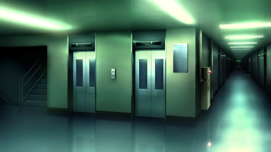 フリー素材 何かの施設のエレベーターホール 3枚 背景イラスト みんちりえ