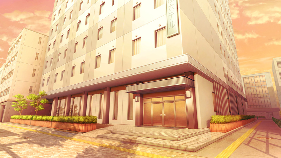 フリー素材 ホテルの入り口 3枚 背景イラスト みんちりえ