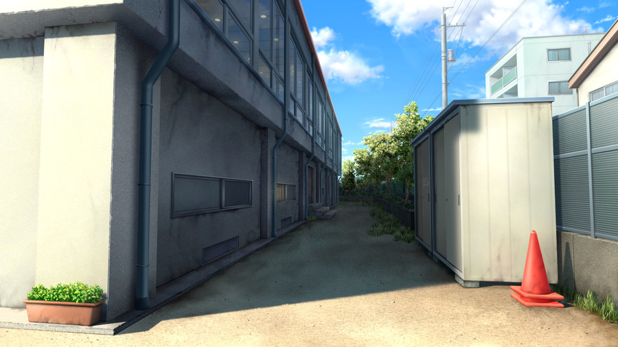 フリー素材 学校の体育館裏 4枚 背景イラスト みんちりえ