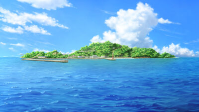 海と島の背景イラストのフリー素材