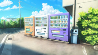 街中の自動販売機の背景イラストのフリー素材